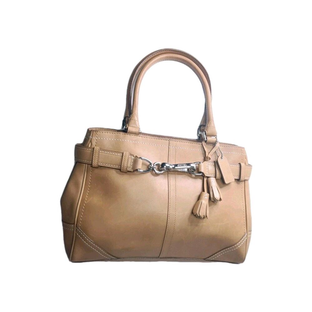 Coach Hampton F08A70 Shoulder Bag Brown Leather Tassel Belted Vintage Y2K - Picture 3 of 10